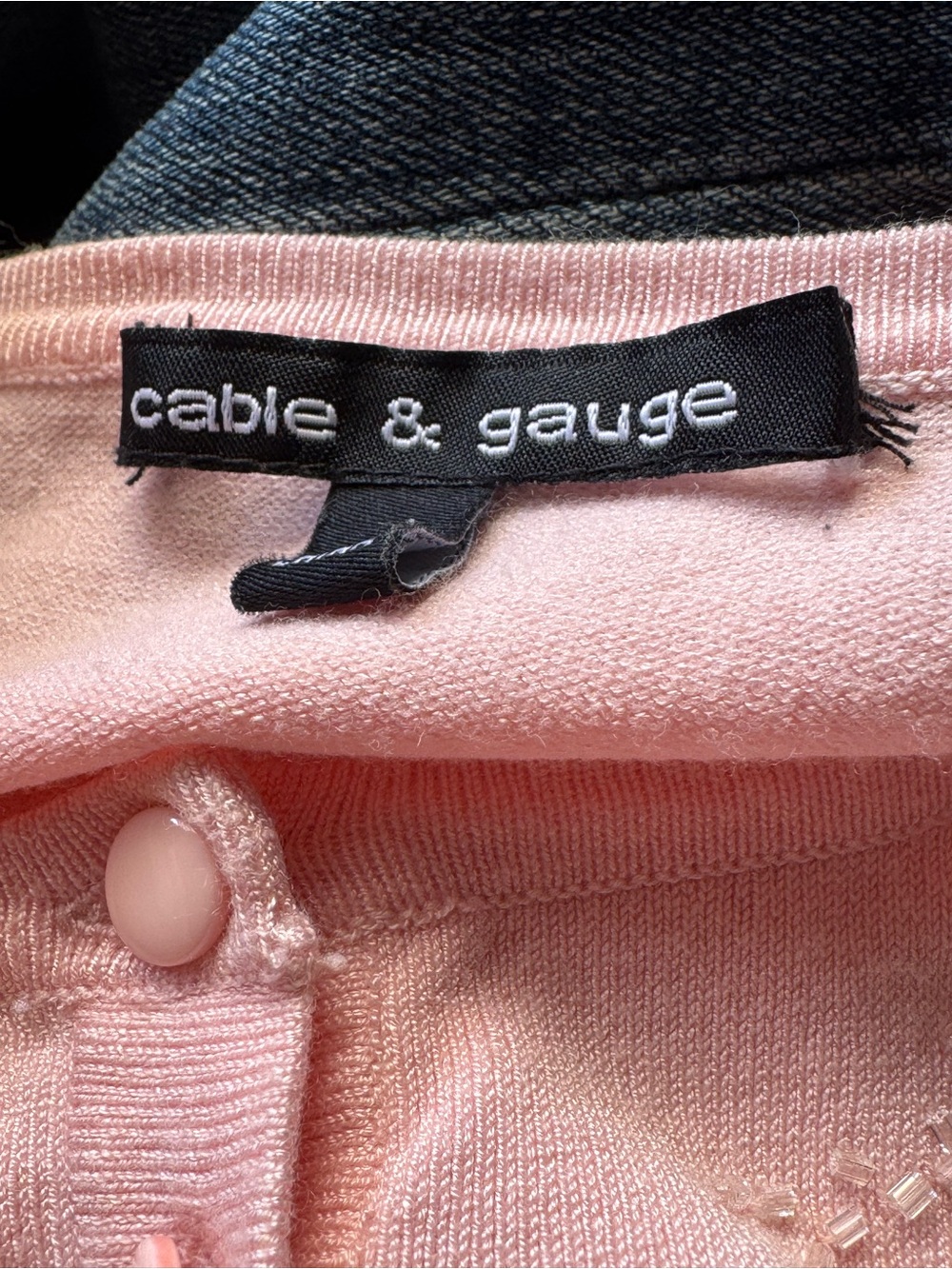 Cable & Gauge Light Pink Embroidered Button-Front Cardigan - Picture 6 of 6